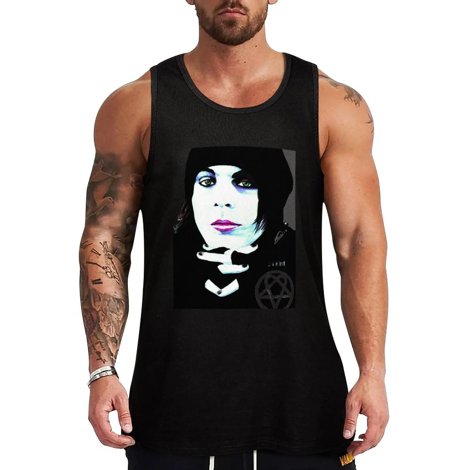 HIM - Ville Valo Portrait Tank Top t-shirts for Men's gym bodybuilding for men