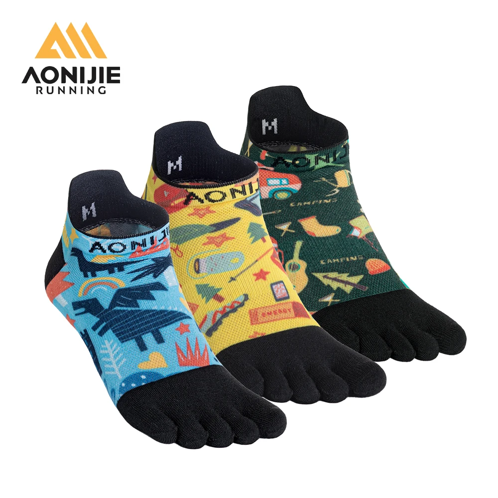 AONIJIE E4841 3 Pairs Running Ankle Toe Socks for Men and Women Lightweight Coolmax High Performance Five Finger Athletic Socks