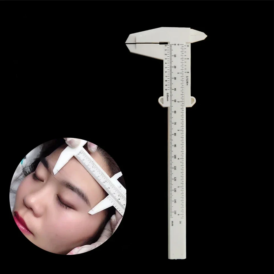 Regla guía para cejas, regla de medición de tatuaje deslizante de doble escala, calibrador Vernier de Microblading, herramientas de medición de