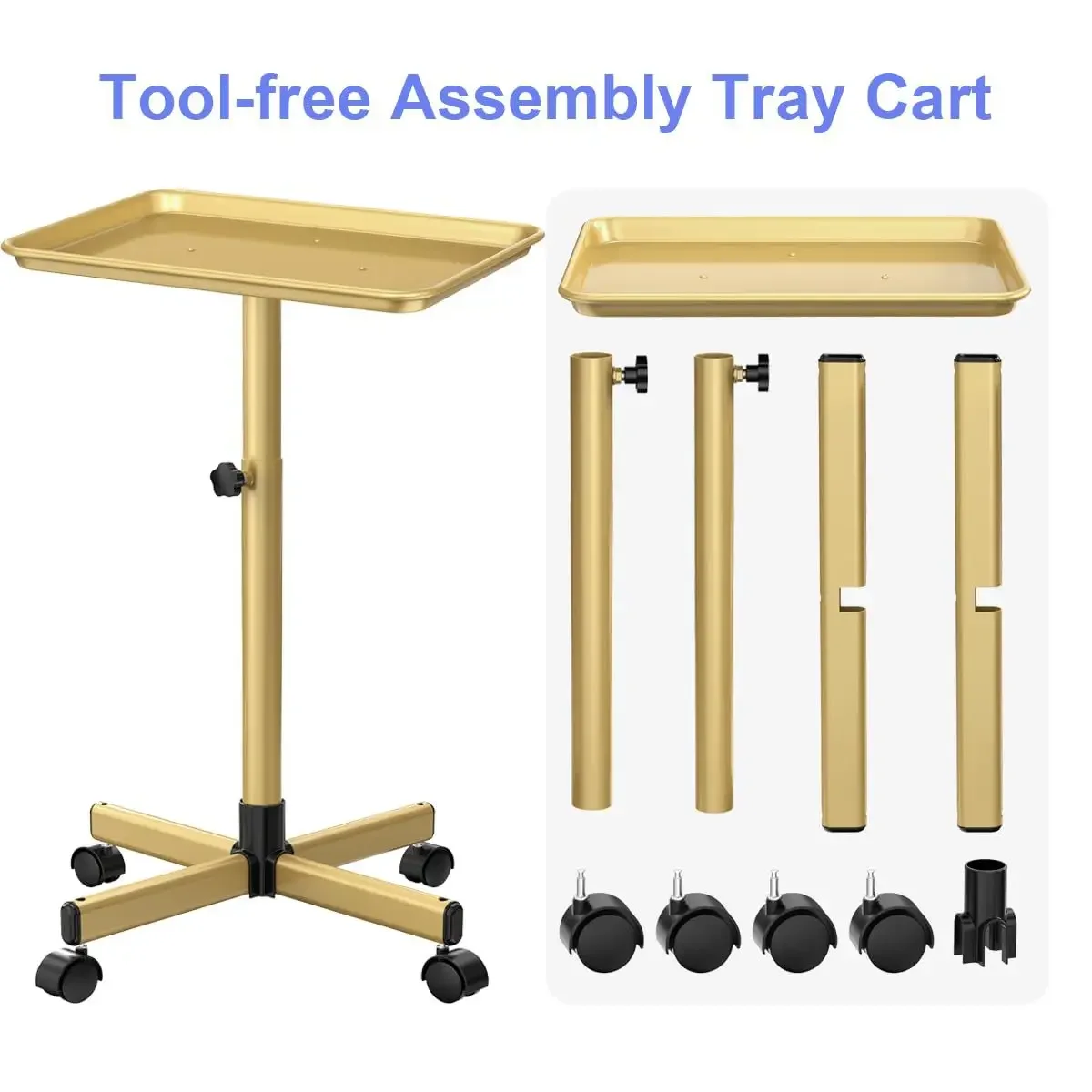 Barber Shop Rolling Tool Trolley Height Adjustable Multifunctional Service Cart with Storage Tray Hairdressing Stand for Salon