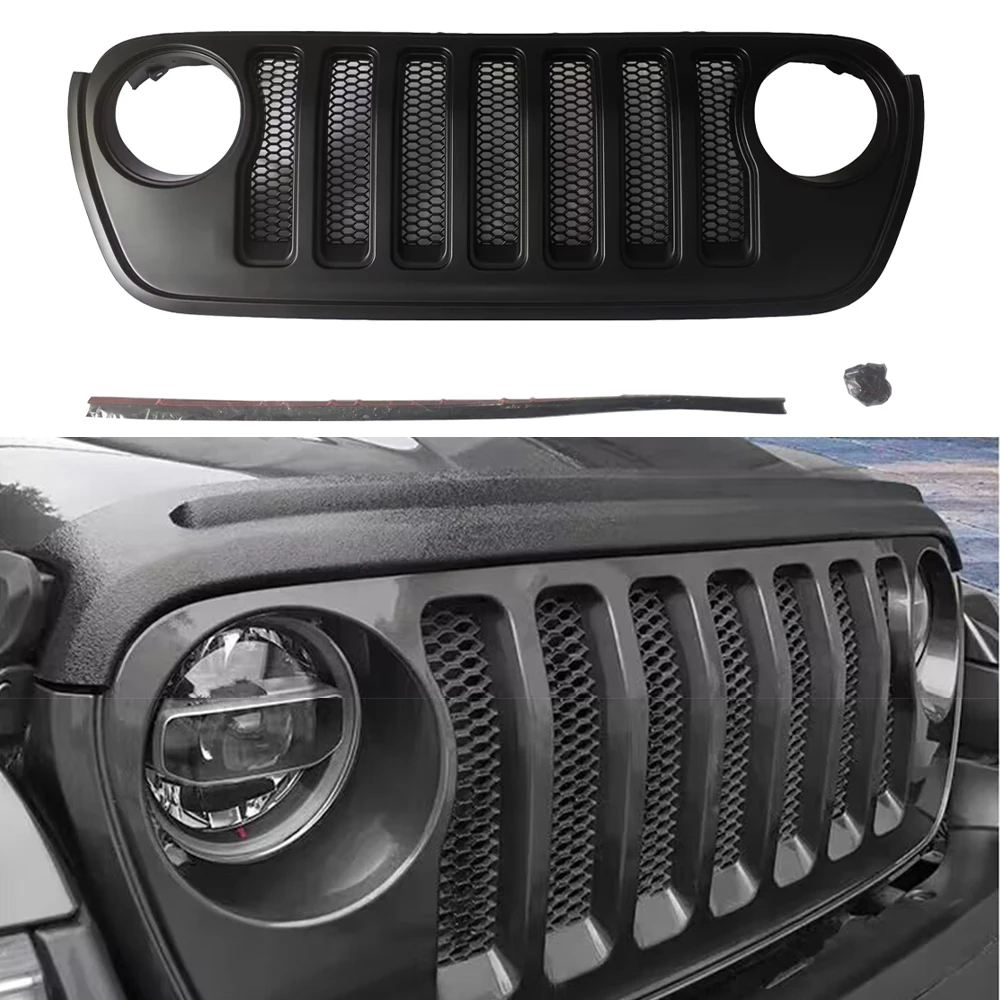 

Wrangler Jl JT Front Grill Newest Black Car Front Grille Offroad 4XE Car OE Design ABS SXMA JL1299 For Jeep Wrangler JL 2018+ JT