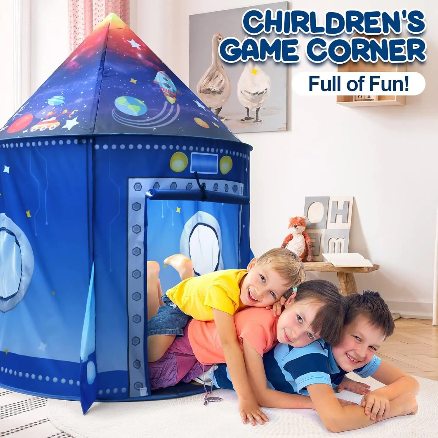 Foldable Children Play House Castle Tent Wigwam Portable Kids Space Planet Rocket Toys Tent  Girls Boy Room Decoration