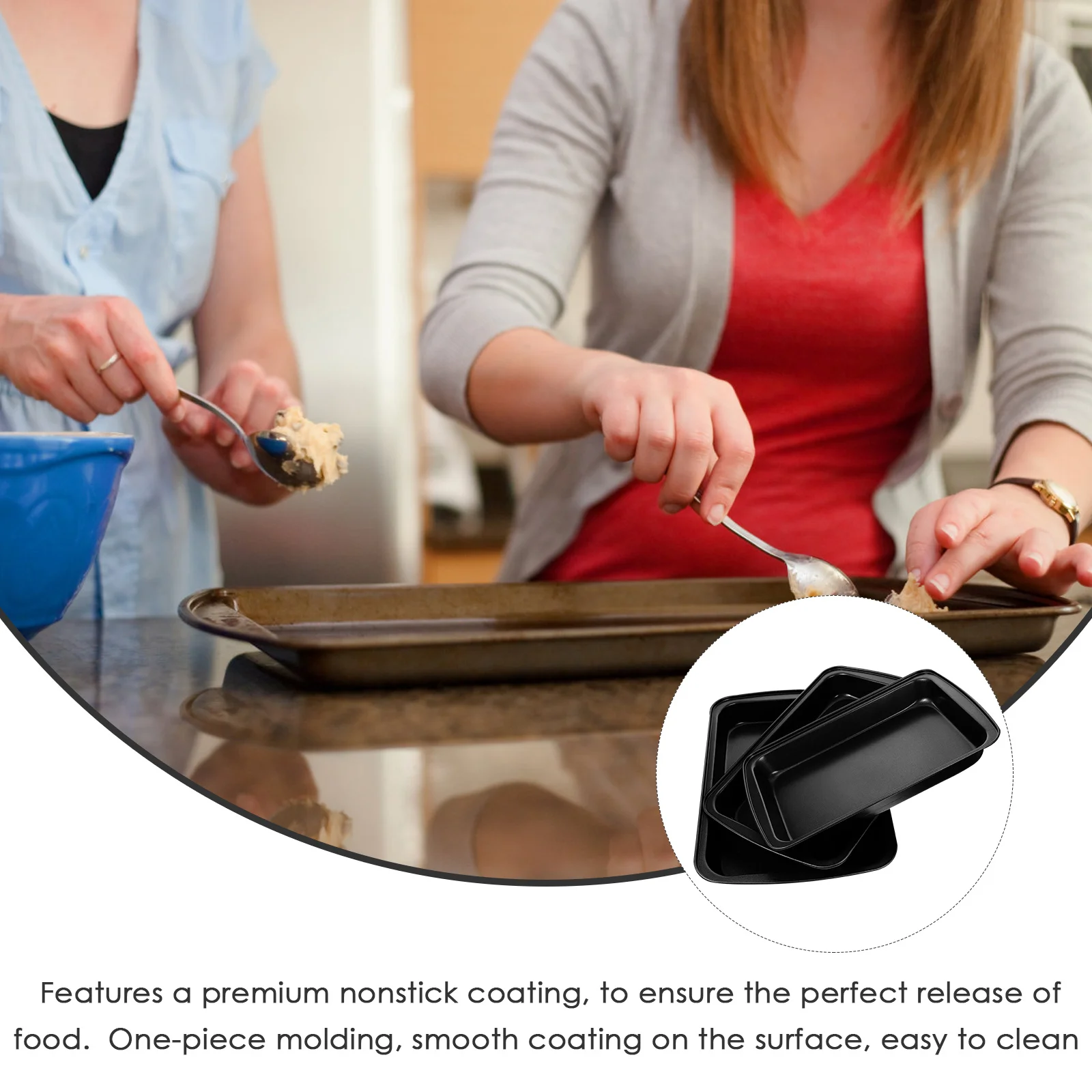 

3pcs Carbon Steel Baking Pan Set Non-Stick Reusable Multi-Function Kitchen Tray For Pizza Cake Muffins Bakery Supply Rectangular