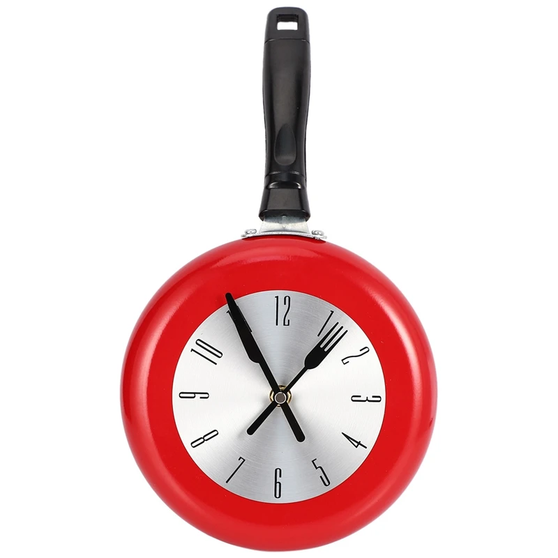 Wall Clock Metal Frying Pan Design 8 Inch Clocks Kitchen Decoration Novelty Art Watch-ROWI