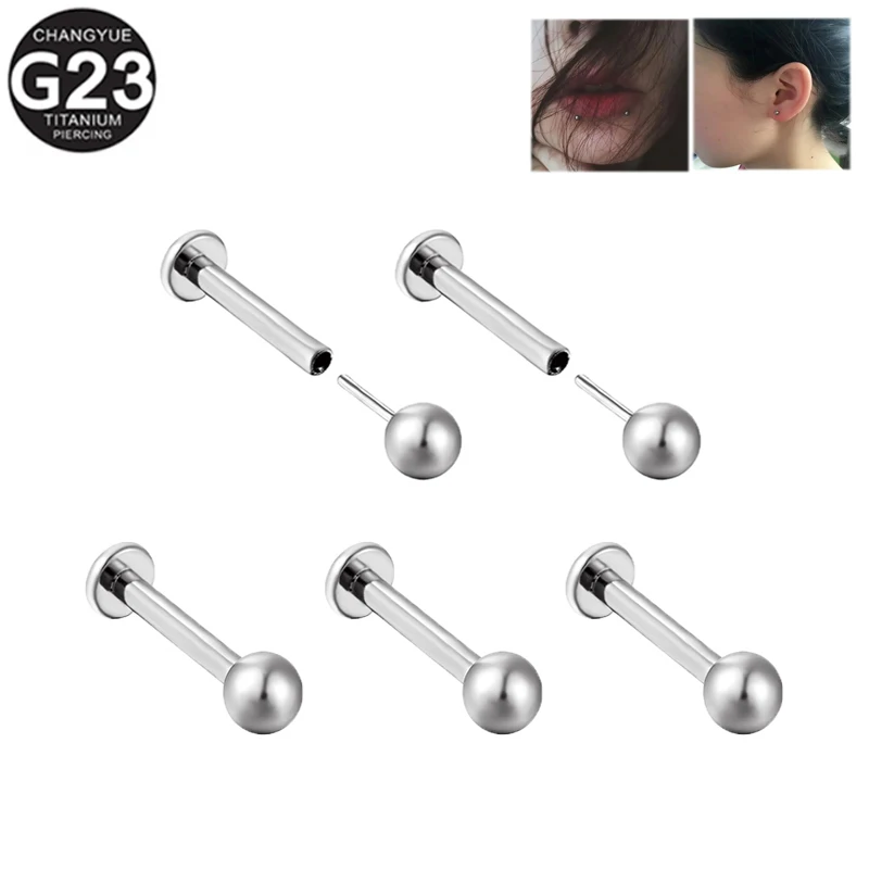 

10PC G23 Titanium Lip Piercing Labret Lip Nail 16G Push Pin Ear Studs Ear Lip Dual-Purpose Series Ball Head Ear Piercing Jewelry