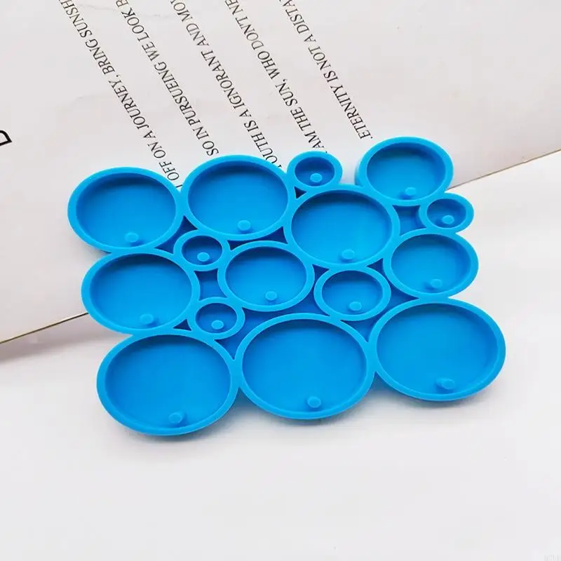 R7uf لامعة دائرة لامعة مستديرة شكل مفتاح القالب السيليكون مع ثقب ل DIY قلادة #2