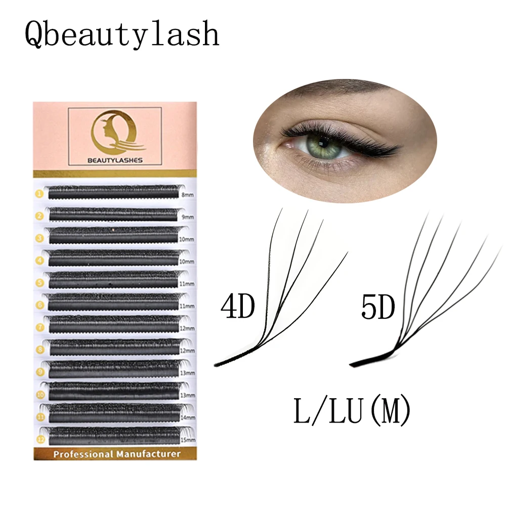 Qbeautylashes Lu 4D 5D W Shape Lash Extensions Natural Premade Fans Eyelashes Extensions Soft YY Individual False Lashes