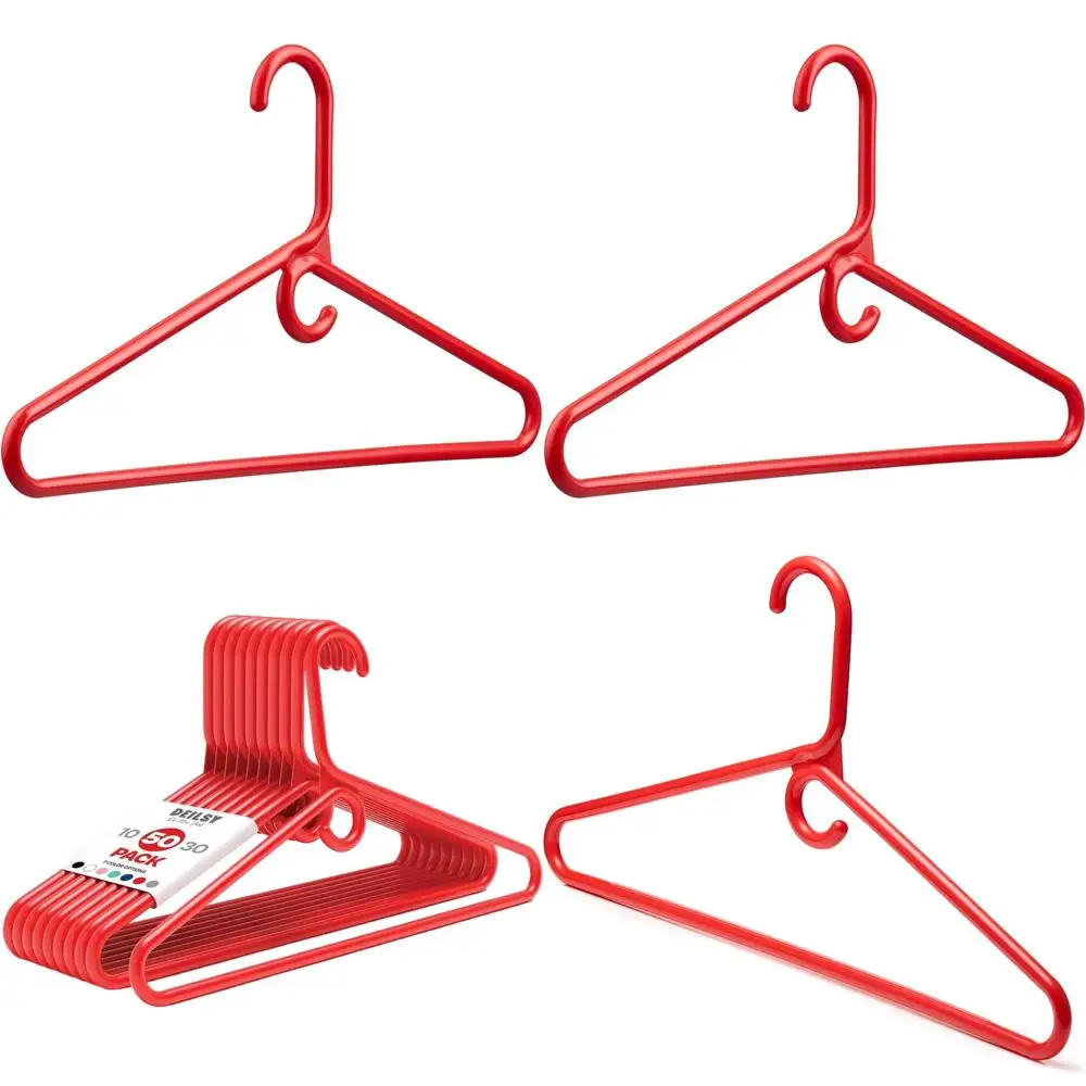 

Heavy-Duty Plastic Hangers with Hooks for Scarves, Belts, and Robust Clothing - 50-Piece Space-Saving Set