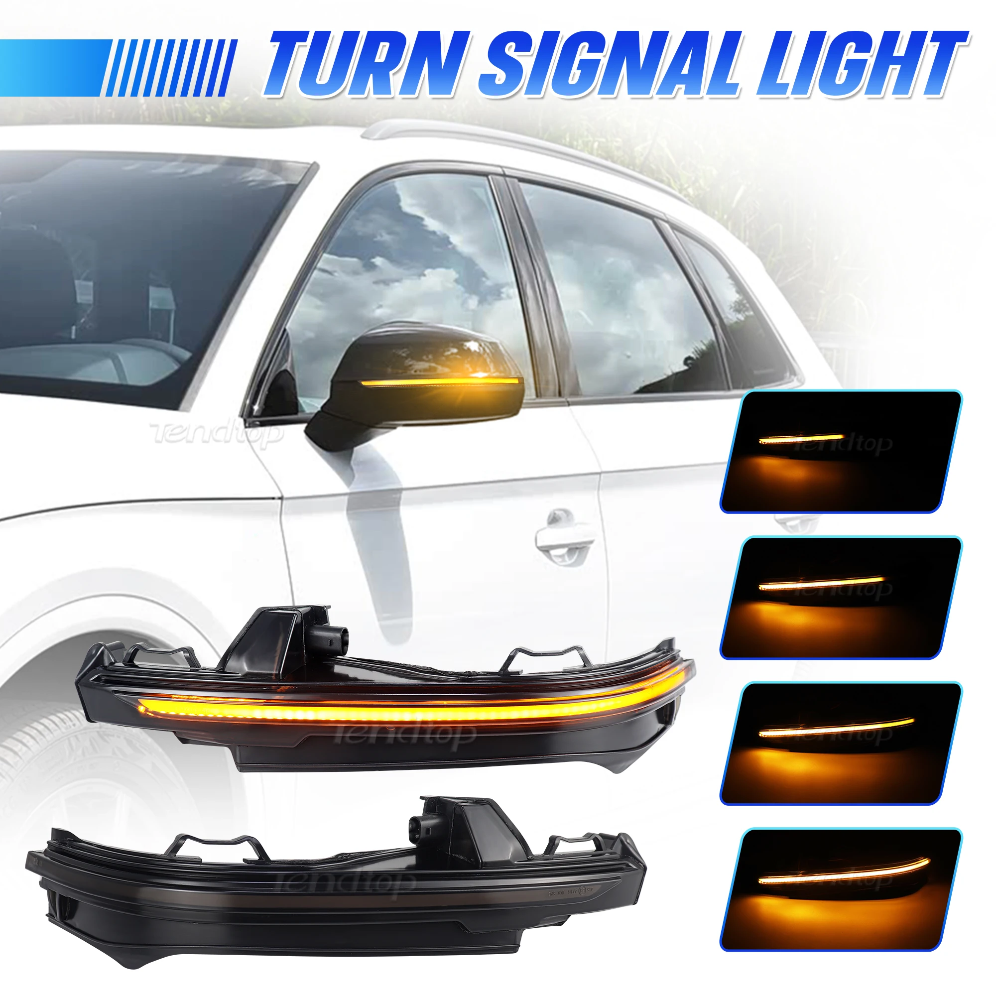 2x Dynamic Rear Mirror Car Accessory LED Turn Signal Light Flashing Lamp Indicator For Audi Q5 FY Q7 4M 2016 2017 2018 2019 2020