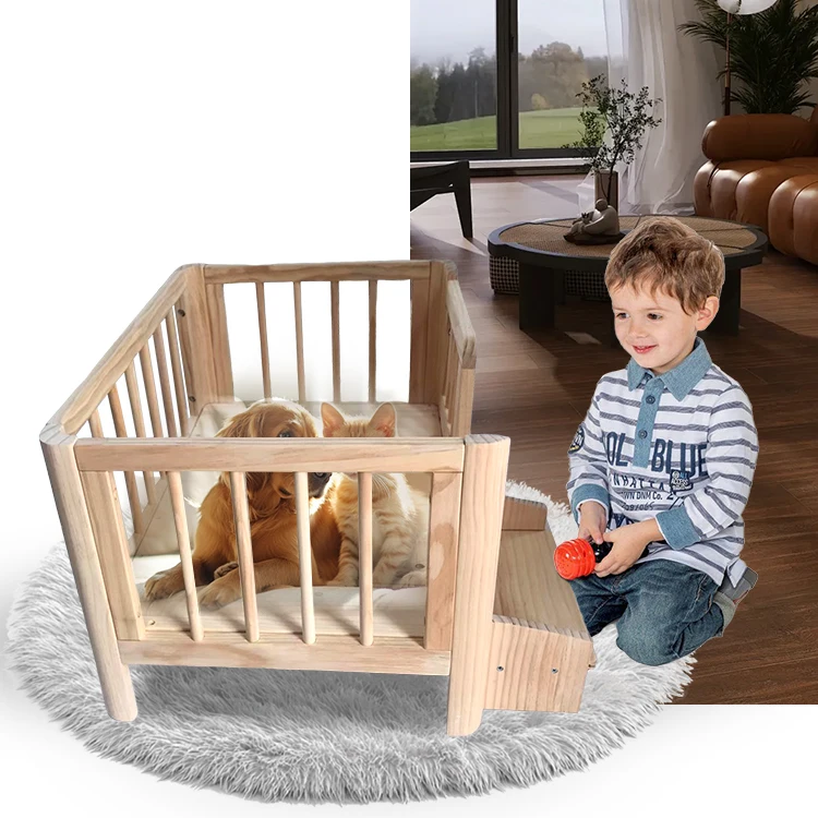 

Customized Luxury Pet Bed Long Environmentally Friendly Solid Wood Pet Bed Comfortable Orthopedic Dog Bed