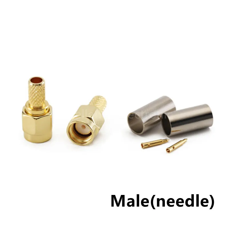 5sets SMA Connector SMA-J-3 SMA Male/Female Crimping For RG58 LMR195 RG-400 RG-142 50-3 Cable RF SMA