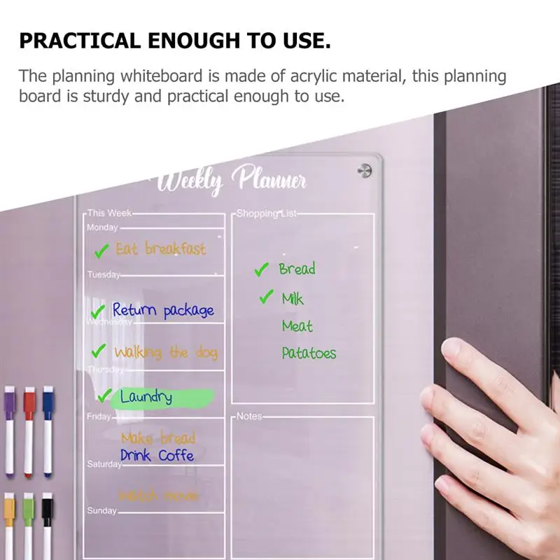 Imagem -03 - Imã de Geladeira Adesivo Planejador Semanal Reutilizável Dry Erase Board Menu Transparente Calendário Menu