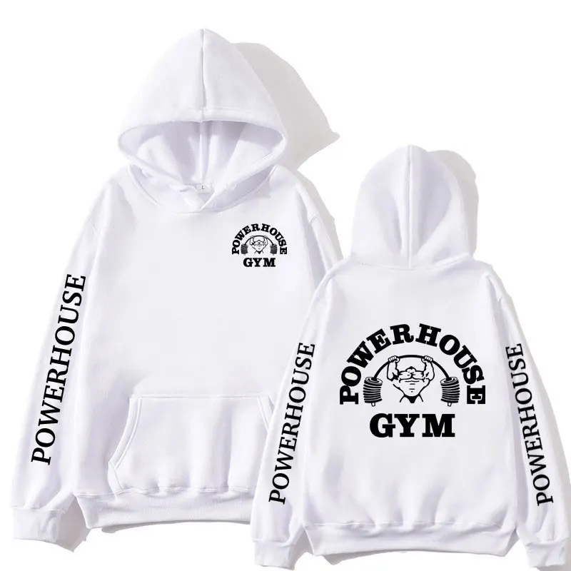 Powerhouse Gym Logo Hoodie Harajuku Men Women Geek Fitness Hoodies Oversized Long Sleeve Aesthetic Sweatshirt Sport Streetwear