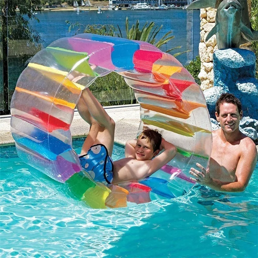 Kinder Farbe Aufblasbare Wasser Rad Roller Float 2022 Riesen Rolling Ball Schwimmen Pool Spielzeug für Jungen und Mädchen Aufblasbare Pool