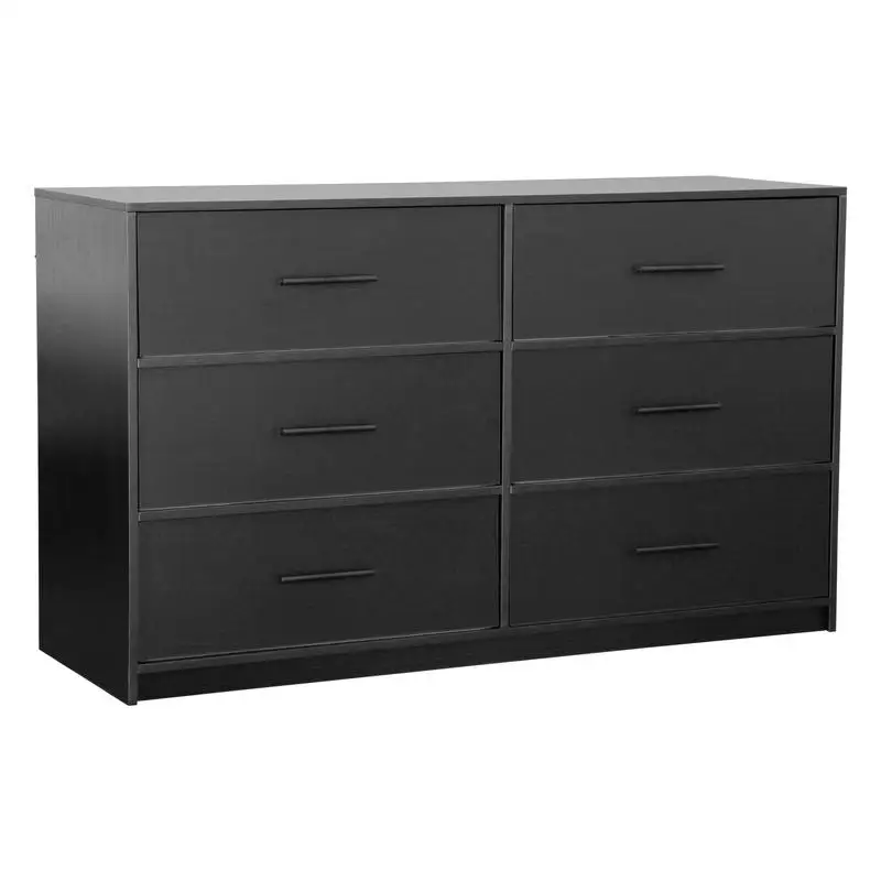 Large 6-Drawer Dresser with Black Fabric Storage Drawers