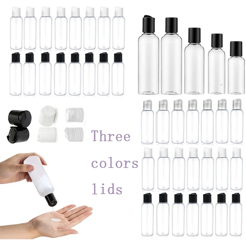 100Pcs 30ml-100ml Clear Plastic Bottle With Flip Top Empty Refillable Travel Squeeze Bottles Lotion Containers For Cream Shampoo