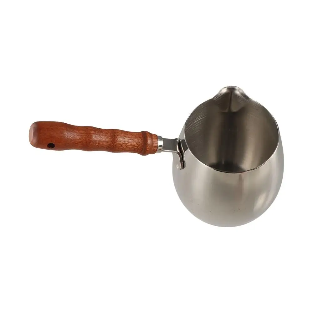 

Stainless Steel Turkish Coffee Pot with Spout Wood/ Stainless Steel Handle Latte Art Cup 300ml/420ml/600ml Coffee Maker Cafe