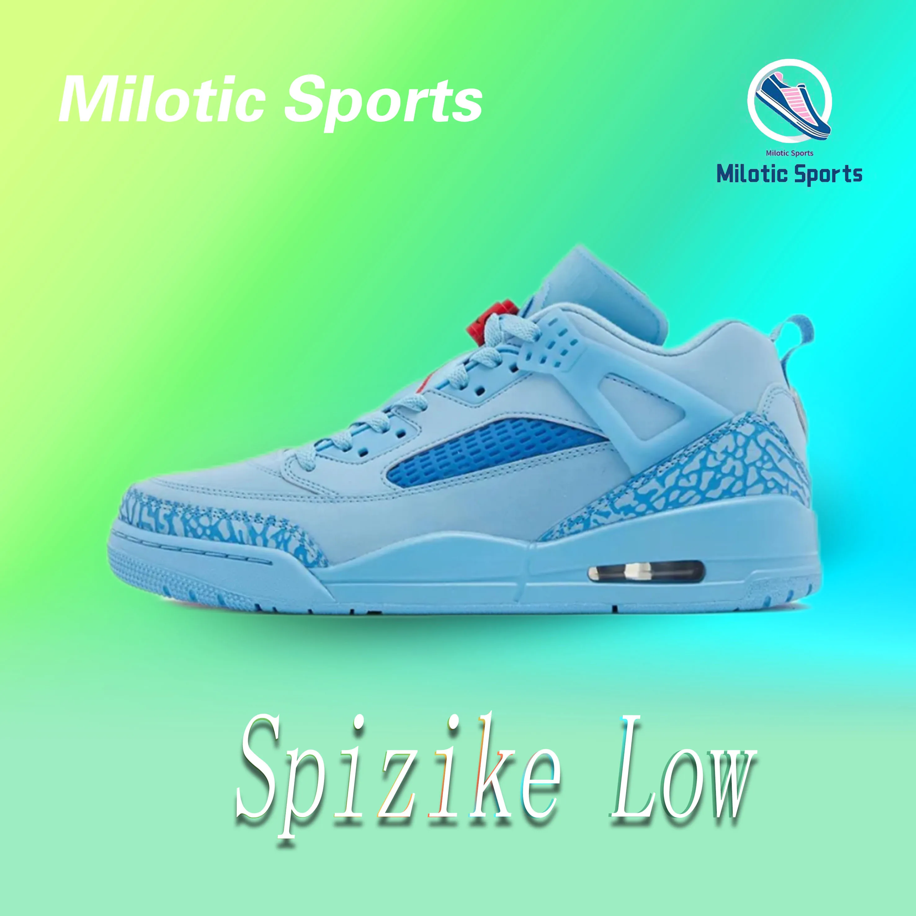 Jordan Spizike LOW Cómodos Cien Zapatos de tabla retro bajos resistentes al desgaste Azul Blanco