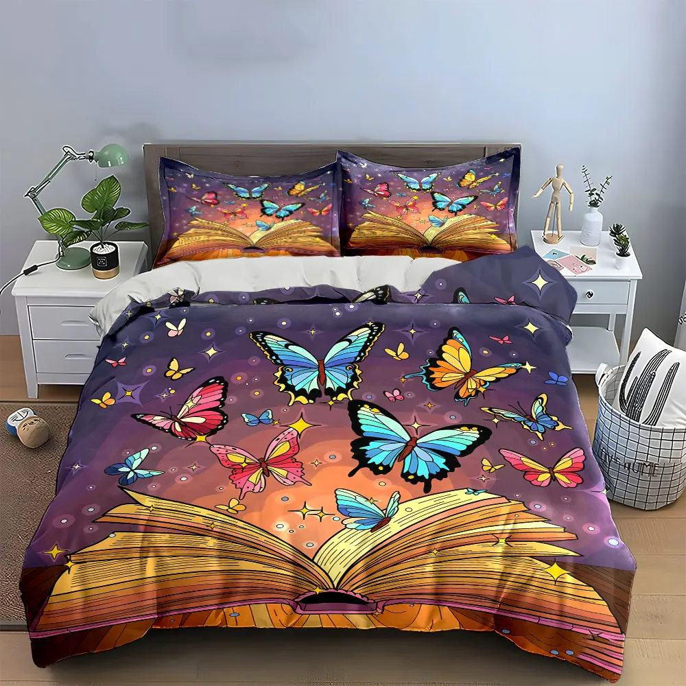 

Butterfly Book Art Decoration Set Soft Comfortable Duvet Cover Bedding Set Included 1*Duvet Cover & 2*Pillowcases, gift
