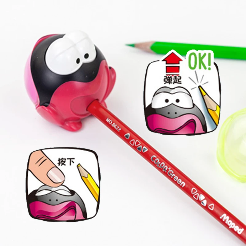 1pcs Little Frog Smart Pencil Sharpener Smart Tip Pencil Sharpener Cute Creative Cartoon Pen Sharpener