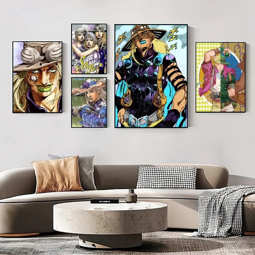 1pc Classic Japanese Comics JOJO Steel Ball Run Poster HD Posters Home Room Bar Cafe Decor Art Wall Painting Picture