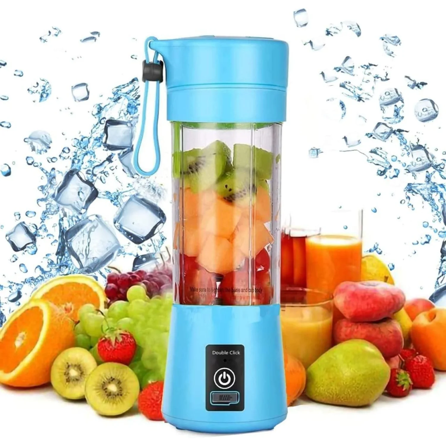 

Portable Blender Smoothies Personal Blender Mini Shakes Juicer 380 ml Cup USB Rechargeable Cordless Shaker Bottle (Green) Q2-688