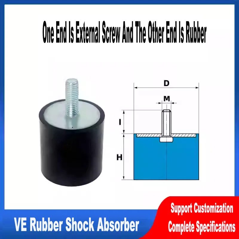 

1Pcs Male-End Single Thread M3 ~ M12 Rubber Shock Absorber Isolation Mount VE-Type Damper Dia 8-75mm Crash Pad