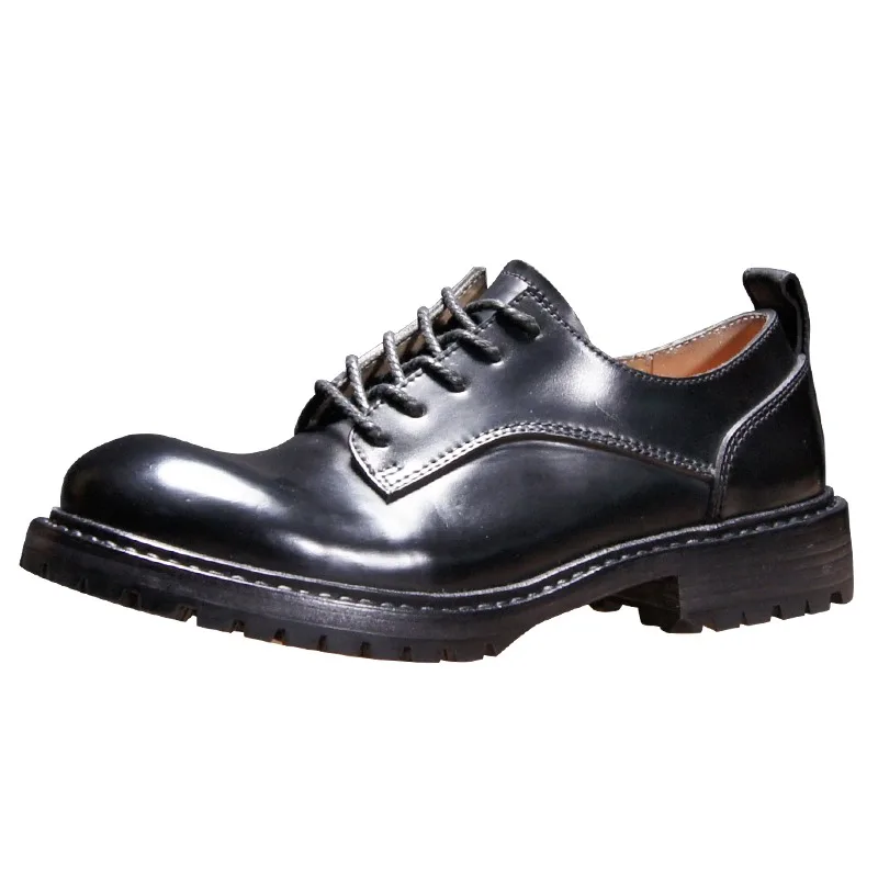 

High End Business Leather Shoes Men's Handmade Genuine Leather Round Toe Casual Formal Party Wedding Shoes Male Black