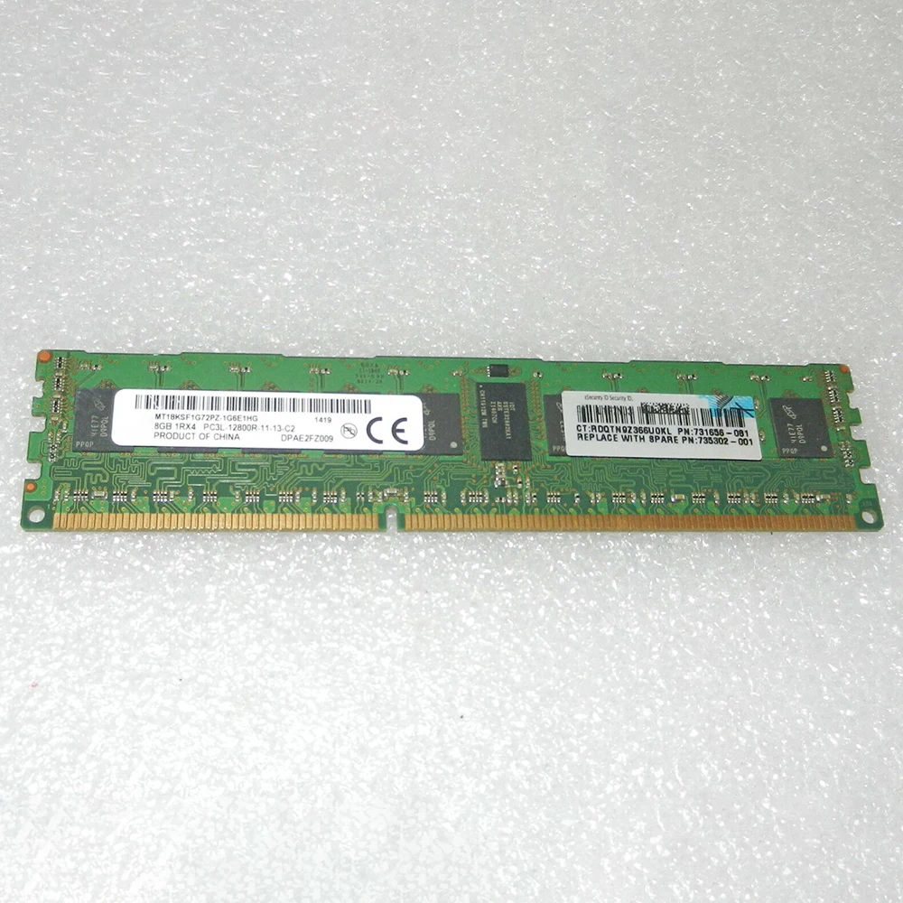 1/pcs Voor MT RAM 8GB 8G 1RX4 DDR3L 1600 PC3L-12800R Geheugen Hoge Kwaliteit Snel Schip MT18KSF1G72PZ-1G6E1HG