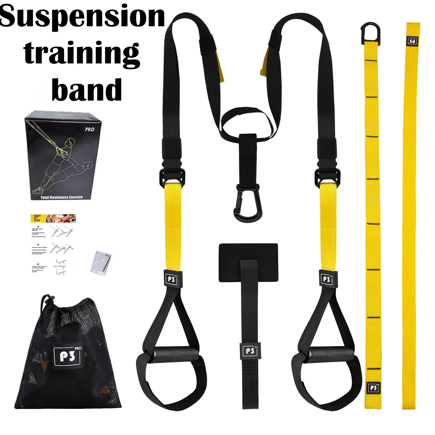 Cinta de Treinamento em Suspensão para Fitness e Força, Treinador de Suspensão Ajustável, Cinta de Yoga para Montagem em Parede, Tensionador Profissional TRX