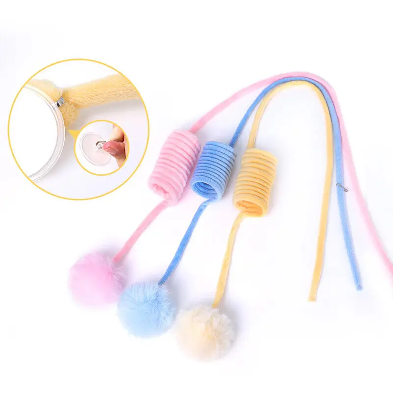 Pet Cat Spring Toy Self-Healing Plush Toy Can Be Hung And Retractable Toy Cat Toy Elastic Bite-Resistant Rabbit Fur Ball