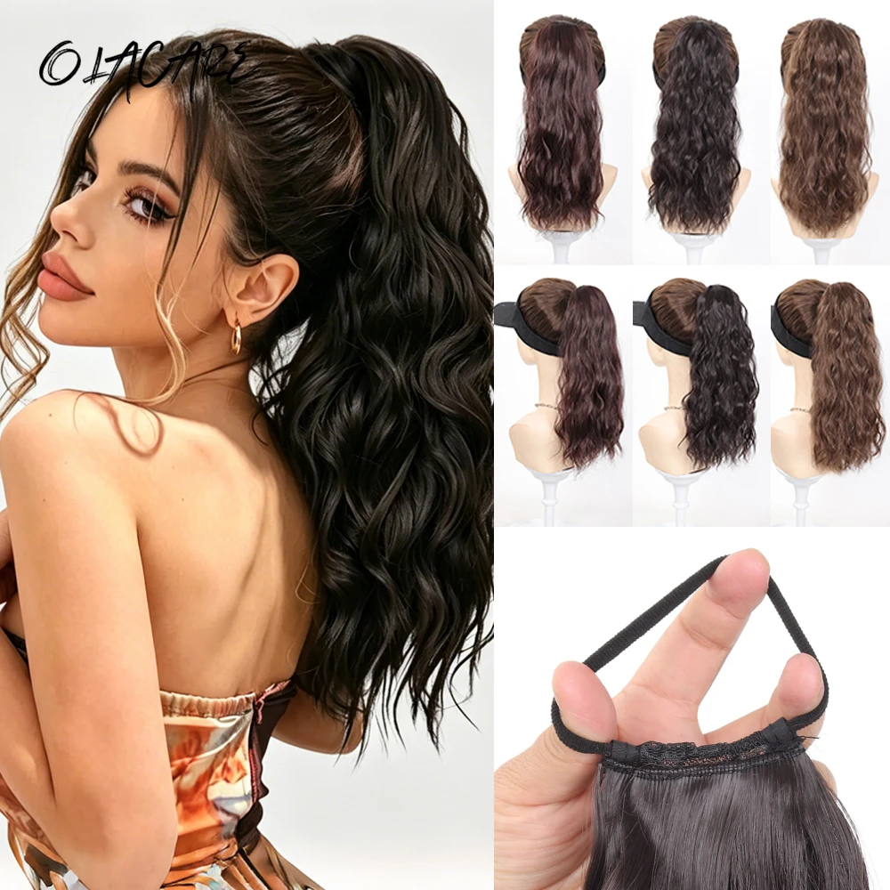 

18Inch Synthetic Wig Ponytail Long Wavy Ponytail Hair With High Elasticity Rubber Band Heat Resistant Hairpiece For Daily Use