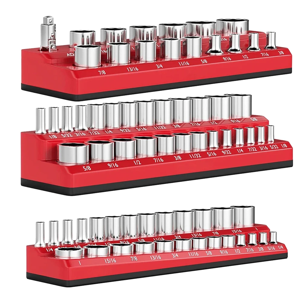 Socket Holder Socket Organizers 1/2 3/8 1/4 Drive Holds Organizer Magnetic For SAE Sockets Brand New High Quality