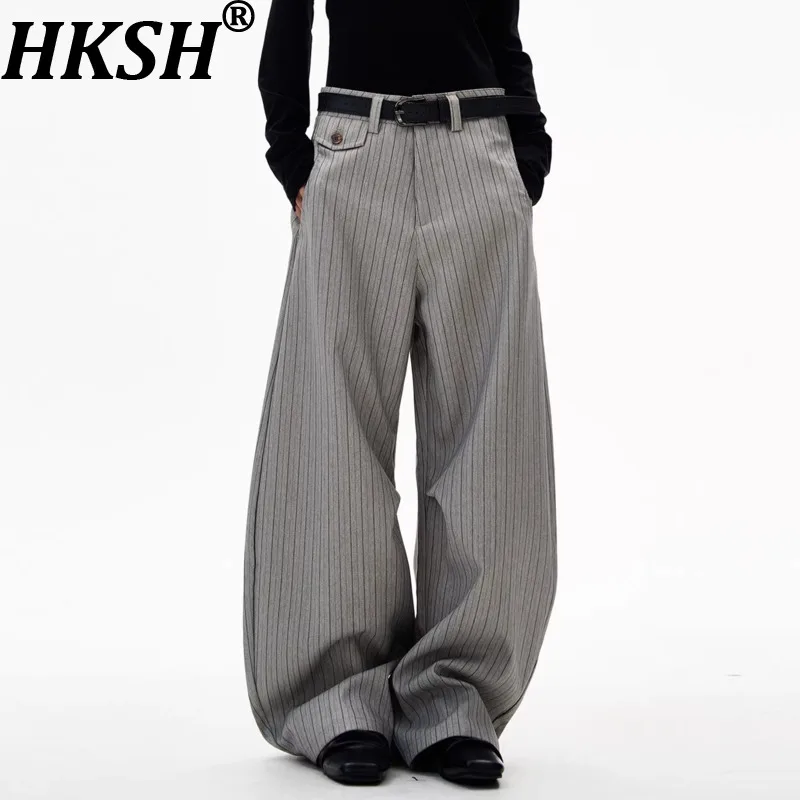 

HKSH Весенние Новые Мужские и Женские Брюки в Американском Винтажном Стиле с Полосками, Свободного Кроя, Повседневные, Модные, Уличная Одежда HK21282