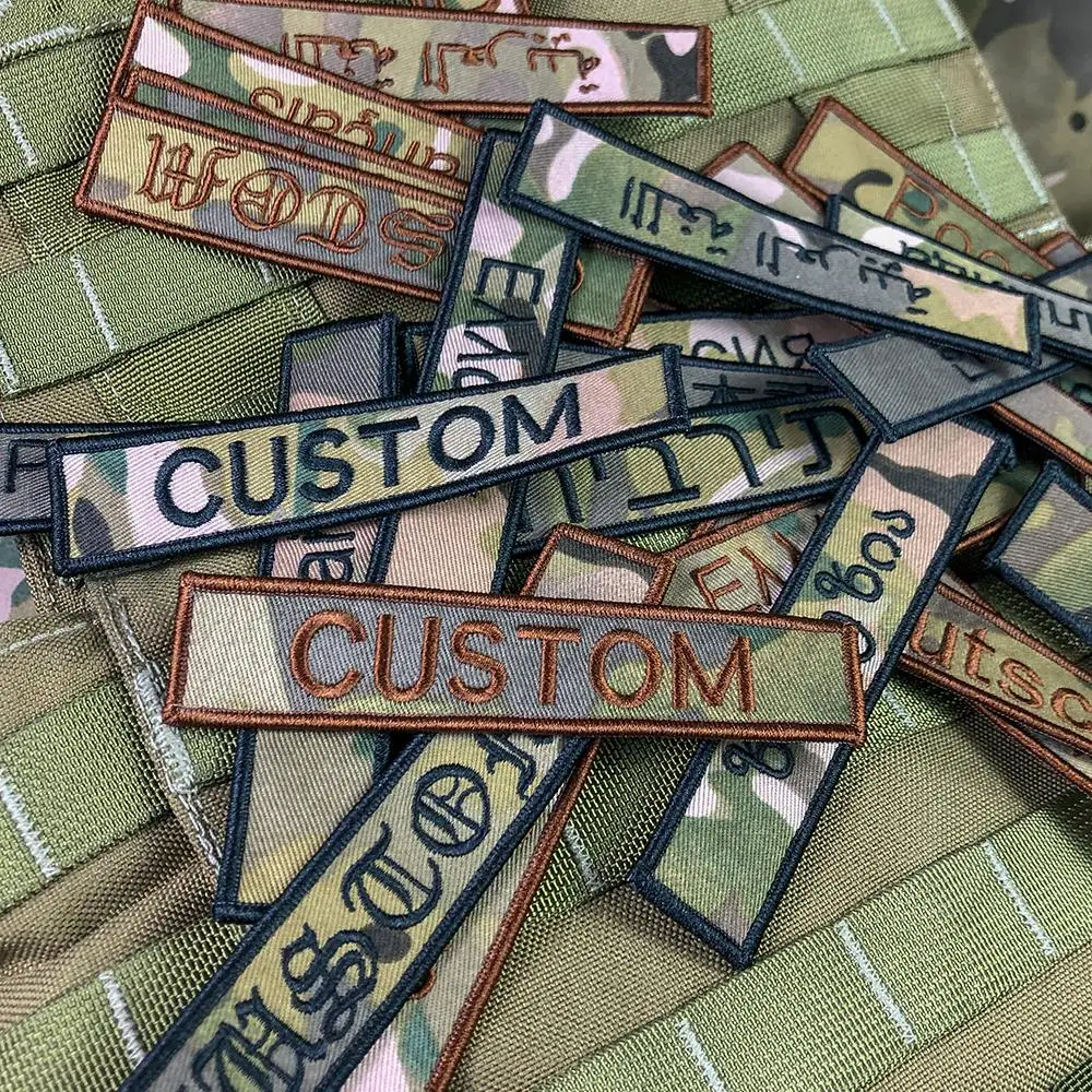 Name Tape Hook and Loop Frame Embroidery Multicam Custom Patch Multi Font Text Color Hebrew Cyrillic Russia Spain France Greece