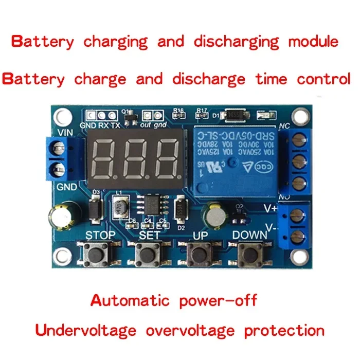 Pil şarj/deşarj modülü entegre voltmetre düşük gerilim/aşırı gerilim koruma zamanlama şarj/deşarj iletişim