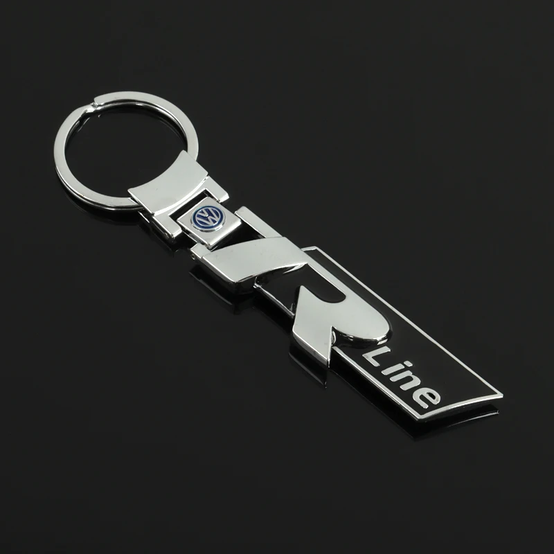 1pcs Metal Car Keychain Pendant Double sided Key Ring Chain for Volkswagen VW R line Golf 7 MK7 Golf 6 MK6 Tiguan Polo CC Jetta