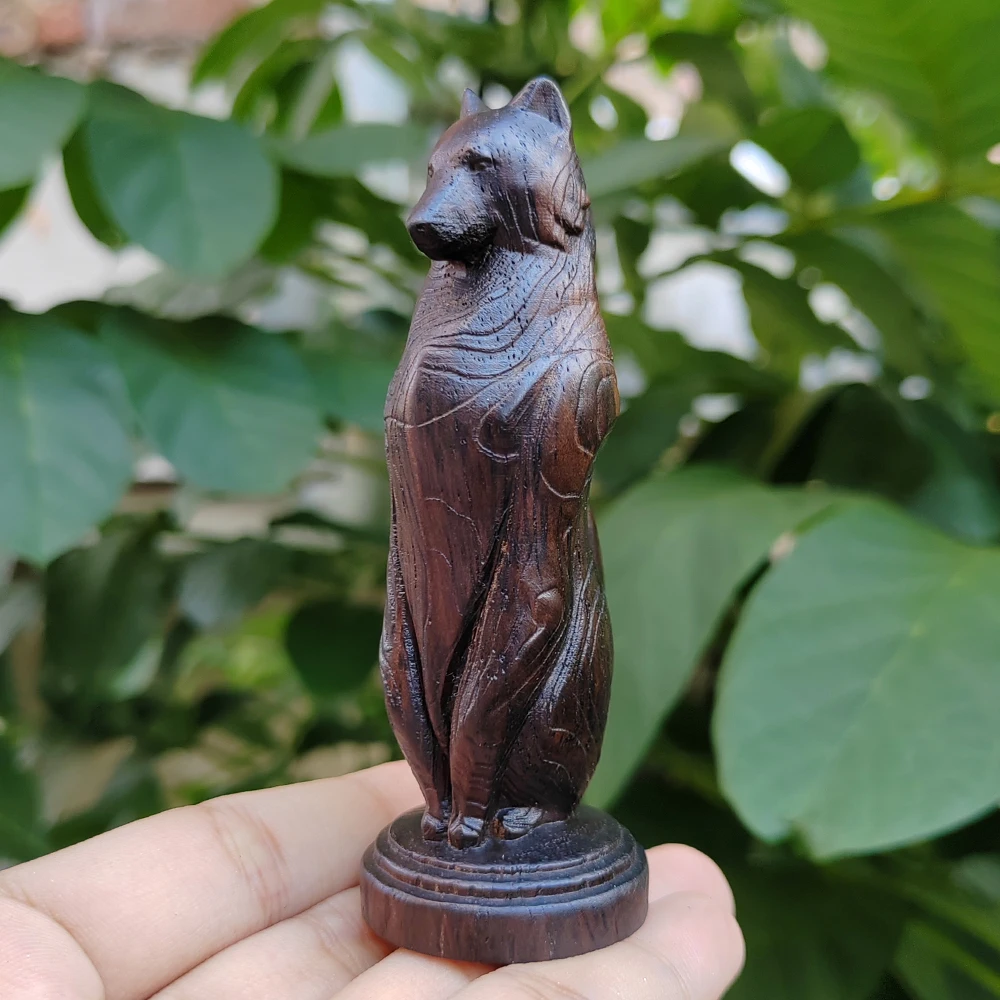 Holz-Wolf-Totem-Säule, handgeschnitztes Ornament, natürlicher Stil, Tiermotiv, geeignet für Feiertagsdekorationen, Innendekorationen, Heimdekoration, Kamin, Wohnzimmer, Tischdekoration, Weihnachtsgeschenk – Detail 4