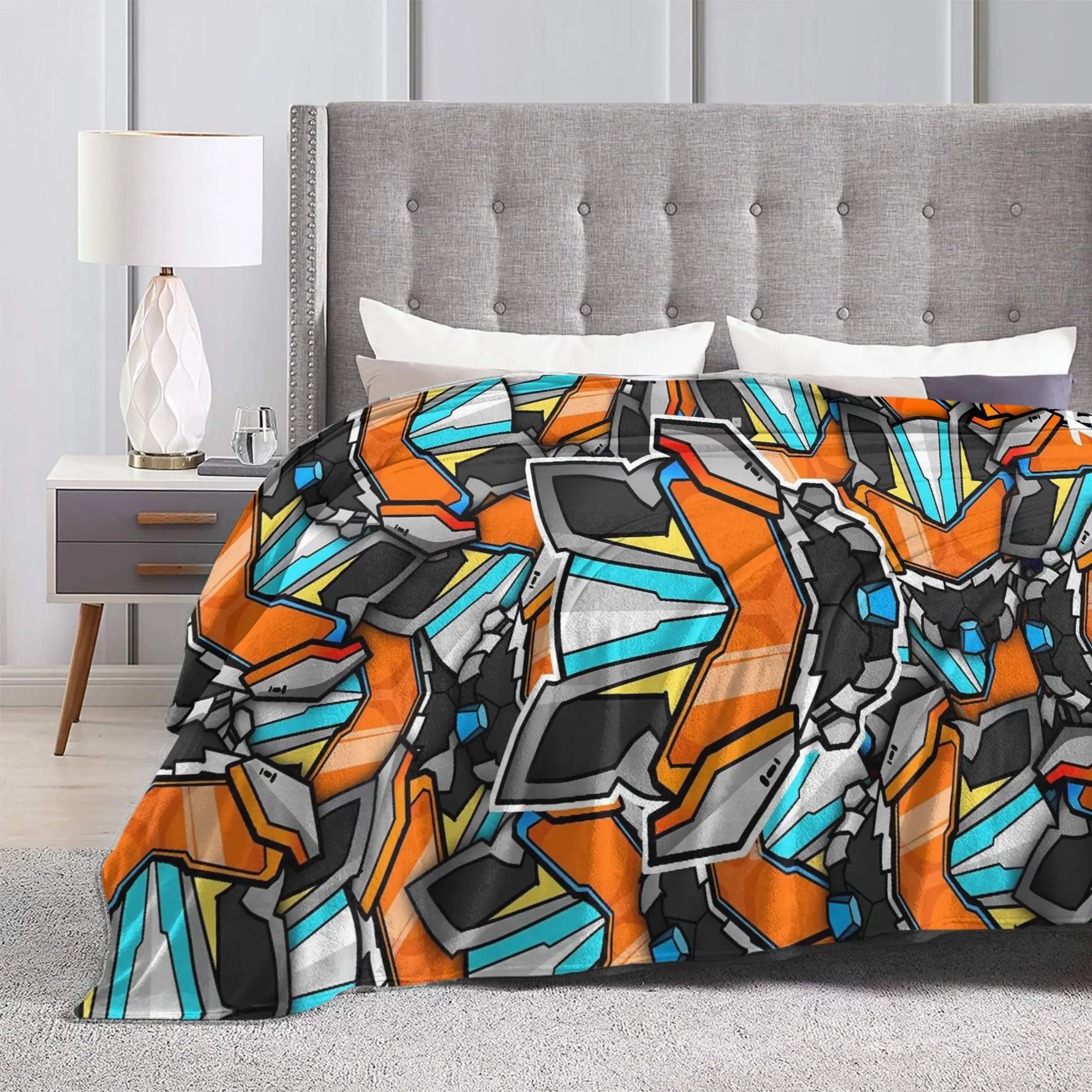 Orange Tech Texture Kamen Rider Blankets  Warm Soft Plush Bedding Throws For Couch Bed Travel Flannel Bedspread Bed Cover - view 3