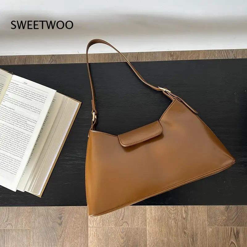 Minimalist Solid Faux Leather Baguette Shoulder Bag Adjustable Strap Small Flap Handbag Six Pastel Color Options