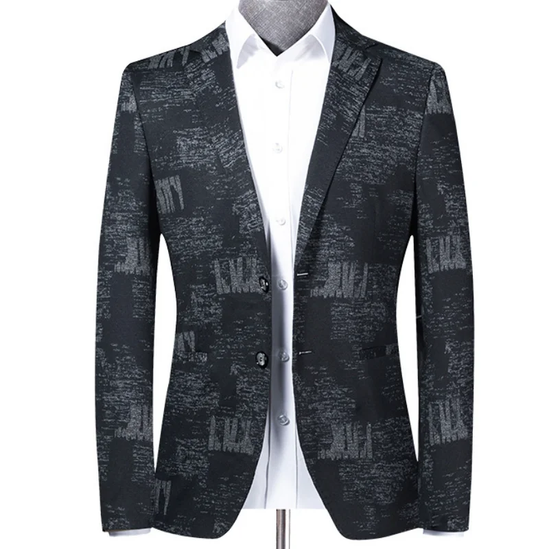 Lansboter Spring Thin Men's Suit Coat Fashion Slim Fit Youth Elastic Small Casual Singles Men Jacket