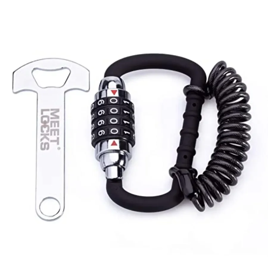 

Motorcycle Helmet Cable Lock with 4Digit Combination Resettable Bike Lock with TBar AntiTheft Retractable Luggage Lock for Secu