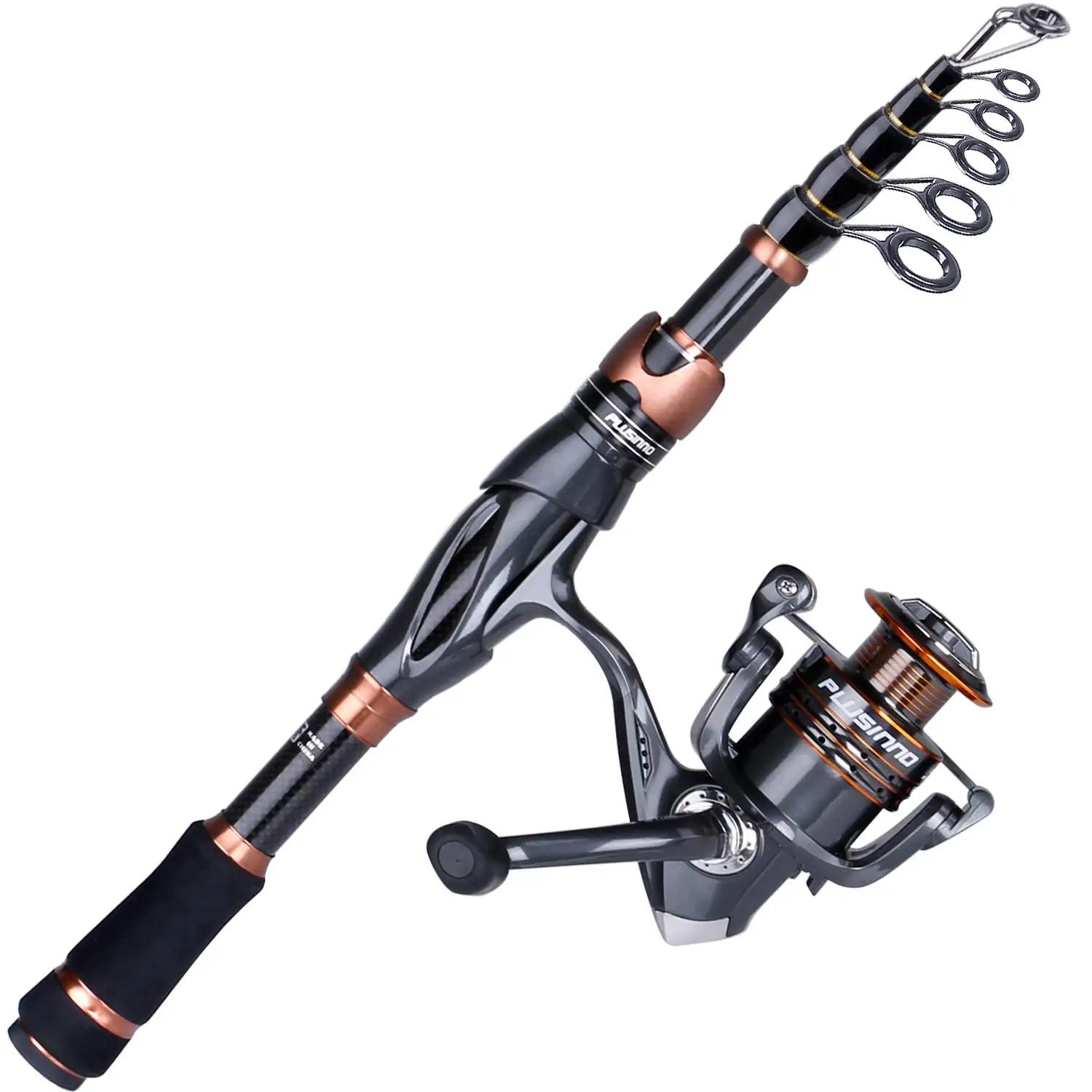 

PLUSINNO Fishing Rod and Reel Combos,Bronze Warrior Toray 24-Ton Carbon Matrix VII Telescopic Fishing Rod Pole Fishing Gear