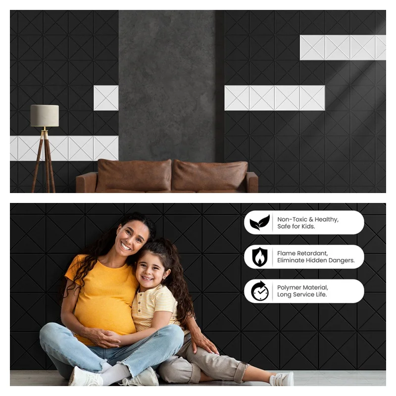 1PC Square Polyester Fiber Sound-absorbing Panel Felt Cutting Grooves Wall Sticker for Living Room Conference Room Decoration