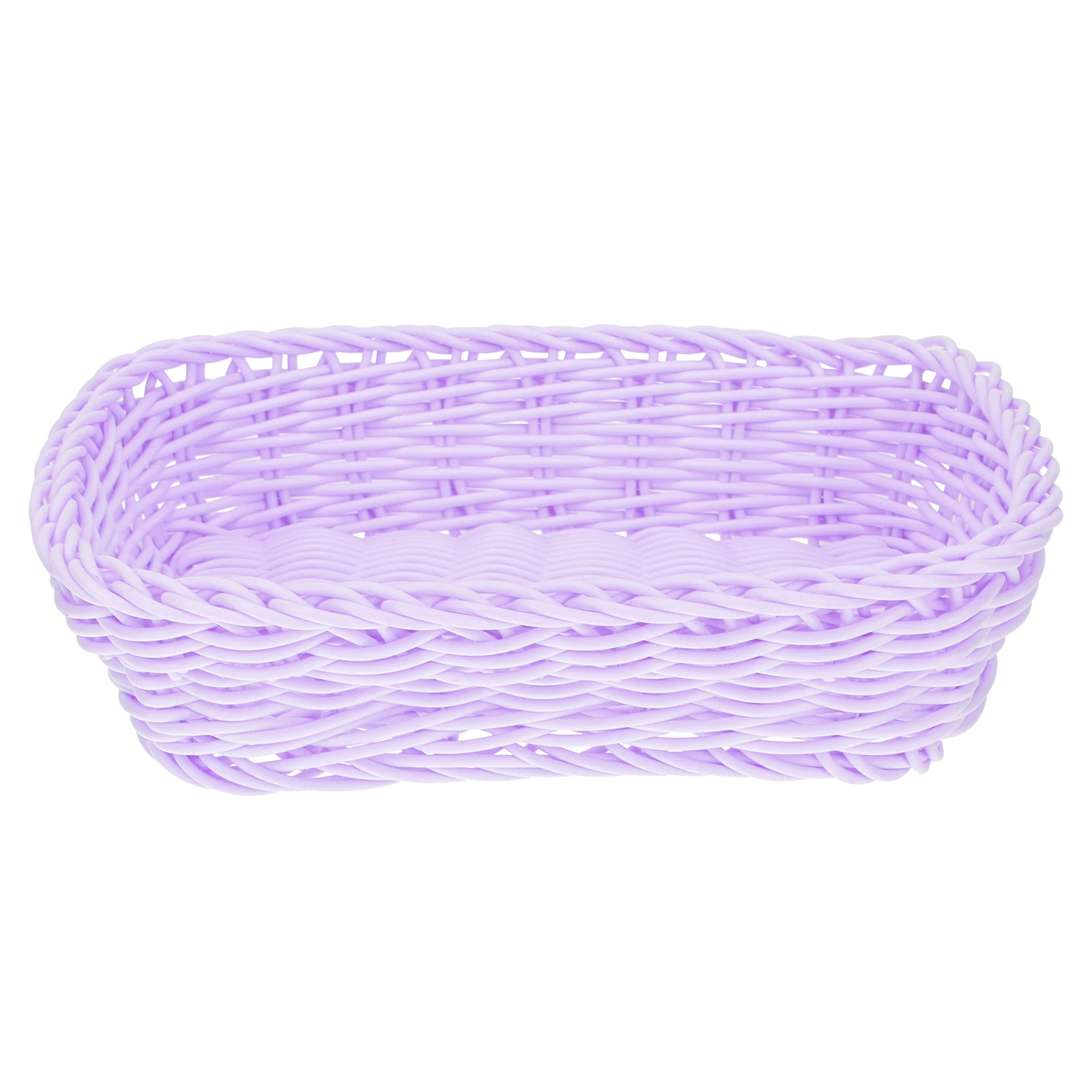 

1pc Hand-Woven Macaron Color Storage For Desktop Living Room Bedroom Organizer Sundries Basket Woven Storage Tray Bread Serving