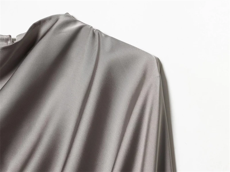 여성용 새틴 셔츠 2026 신상 봄 긴팔 숄 스타일 블라우스 개성 캐주얼 시크 여성 상의