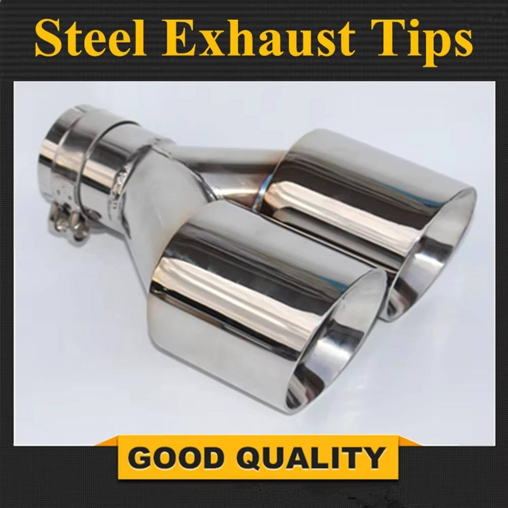 1 PCS Exhaust Tip Car Modify Double Outlet Exhaust Pipe Nozzle Decoration Stainless Tail Pipes Muffler