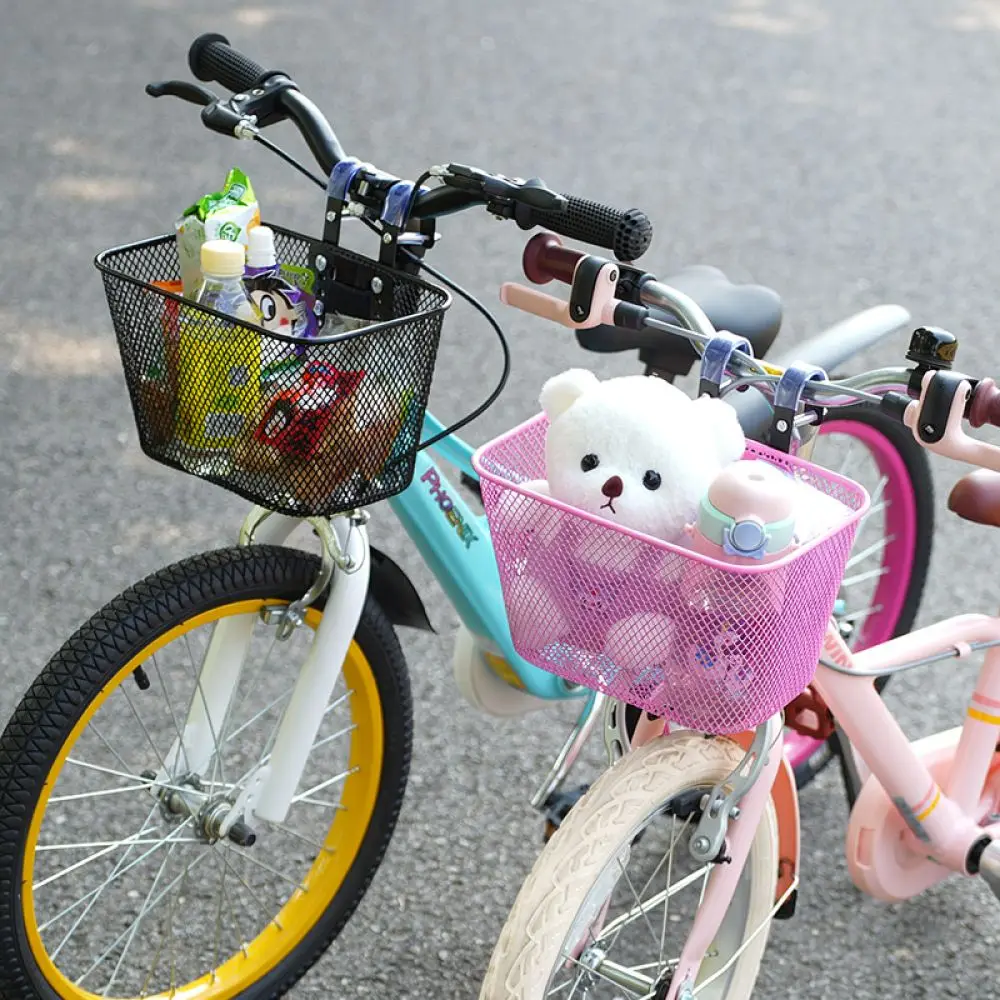 Children Bicycle Basket Metal Front Hanging Storage Box Durable Mesh ...