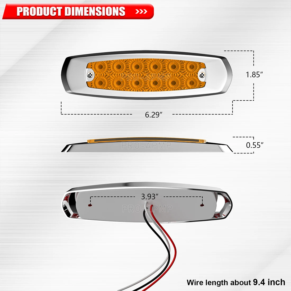 5-10 pz Rosso/Ambra LED Luci di posizione laterali Strobe Camion Rimorchio Indicatore luminoso Indicatore di direzione della distanza Cornici cromate 12 V-24 V