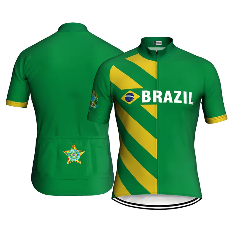 

Brazil Jersey Cycling Short Sleeve Road Clothes Motocross Shirt MTB Bike Jacket Plenty Climbing Top Outwear Wear Uniform Running